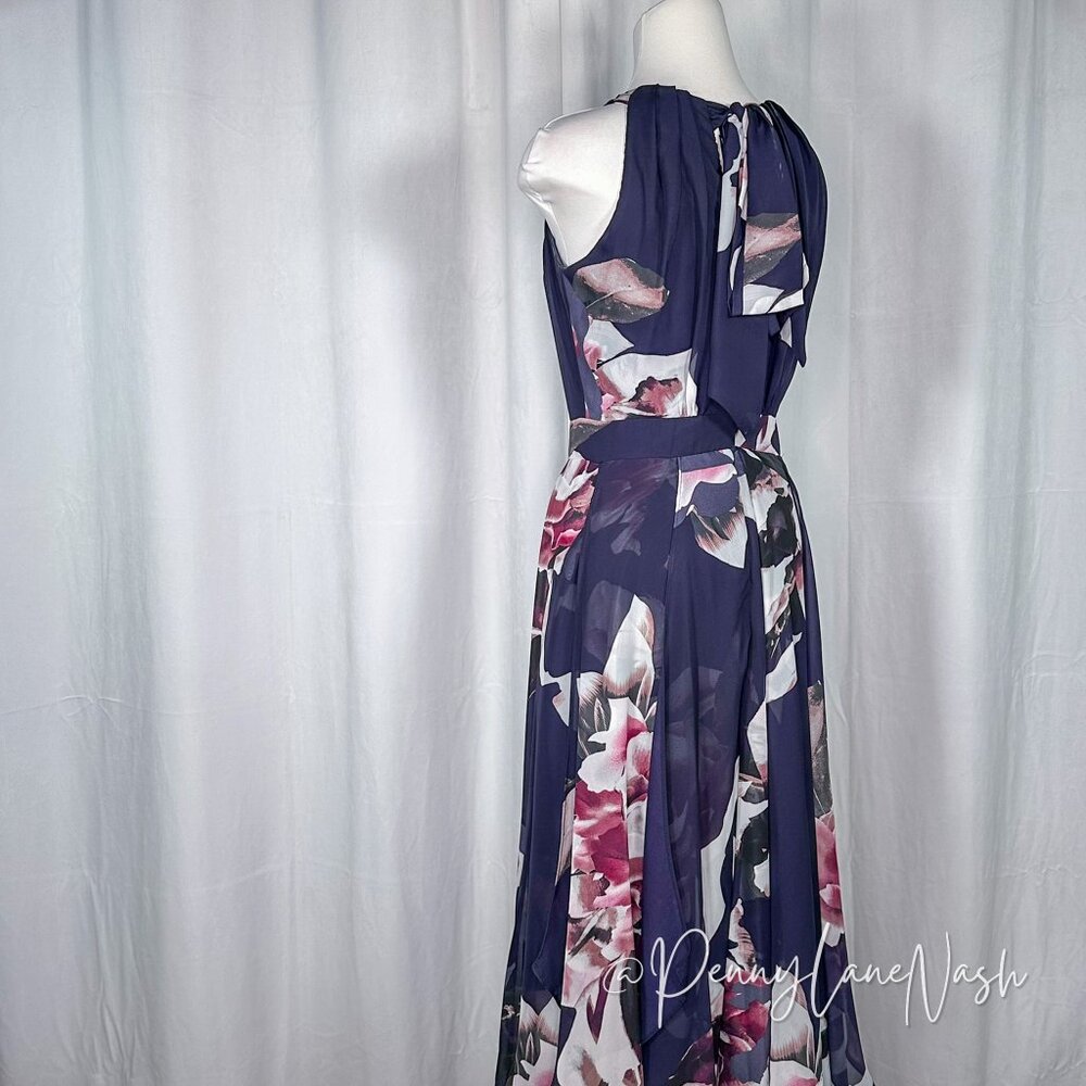 Betsy & Adam Floral Ruffled Chiffon Maxi Dress Size 2 - Picture 8 of 12